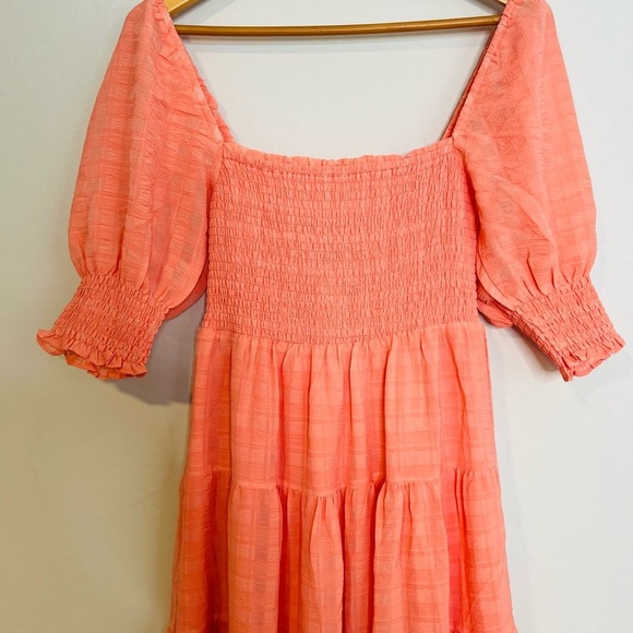 Emory Park Peach-Pink Tiered Gauzey Smocked Maxi Dress. Size Small. - Picture 4 of 14